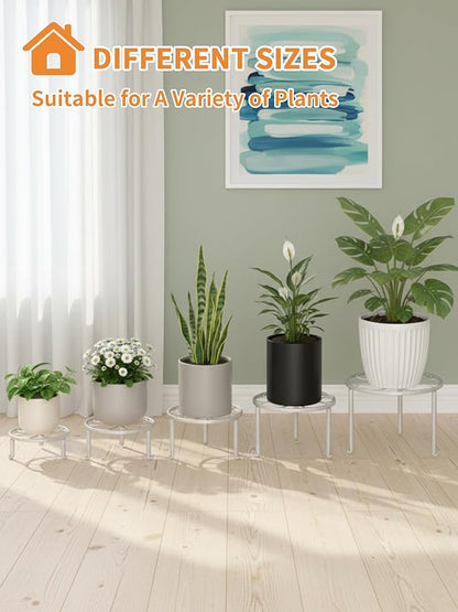 5 Pack Heavy Duty Metal Iron Plant Stand,Anti-Rust Iron Flower Pot Stand Holder for Multiple Display Plant Racks,Potted Plant Shelf for Living Room Balcony