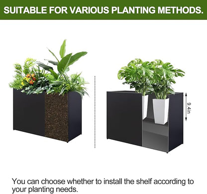 Metal Planter Box Rectangular Block - Modern Outdoor Galvanized Steel Long Box Planters All-Weather Use with Drainage Holes for Patio/Porch, 35.5×24×12IN