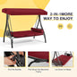 3-Person Porch Swing in Wine Red with Adjustable Canopy and Cup Holder
