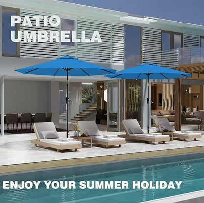AreShark 9 FT Patio Umbrella for Outdoor, Outdoor Table Umbrella with Push Button Tilt and Crank, Outdoor Patio Umbrellas with 8 Sturdy Ribs for Market, Garden, Pool (Royal Blue)