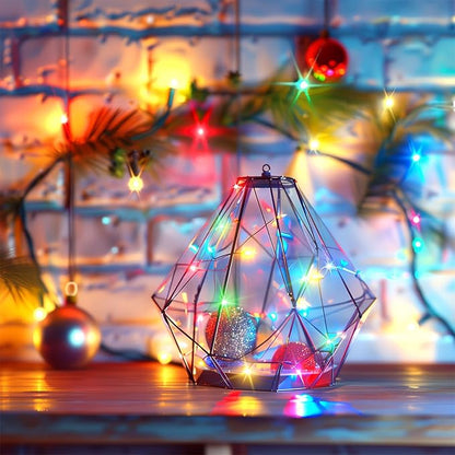 Minetom Multicolored Fairy String Lights, 33 Ft 100 Led Waterproof Starry Firefly String Lights Plug in on Silver Wire, Perfect for Crafts DIY Christmas Party Wedding Bedroom Indoor Decorations