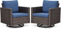 Belord Wicker Chairs Outdoor Bistro Set Oversize Patio Swivel Rocker, Rattan Outdoor Seating Set of 2 Swivel Glider Chairs Wicker Furniture for Porch Deck Backyard with Water-Resistant Cushion Brown