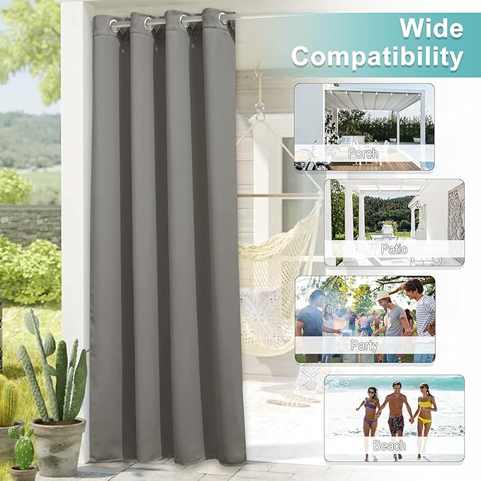 NICETOWN Room Darkning Bedroom Curtain W84 x L84, Stainless Steel Grommet Top Blackout Heavy Weight Window Treatment Thermal Insulated Sunlight Block Drape Panel for Pergola, Sand, 1 Piece