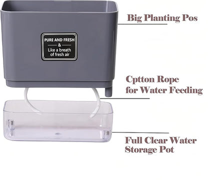 FAMZ Self Watering Pots for Outdoor Plants 4 Pack, Suitable for Indoor and Outdoor Garden Plants and Flowers, Rectangle Planter Box, African Violet Pots, Plant pots, Small Planter (7" Gray)