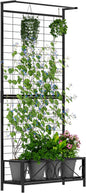 Zhongma Metal Planter with Trellis Raised Bed with Trellis for Vine Climbing Plants Flowers(12.8 x 35.43 x 74 in), 74 Inch Height Privacy Screen with Hanging Plant Pot Shelf