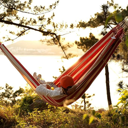 Brazilian Double Hammock 2 Person with Tree Straps, Cotton Hammock with Carrying Bag - Woven Hammock for Patio, Backyard, Porch, Outdoor and Indoor Use - Soft Cotton Fabric Hammocks