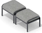 HOMREST Metal Outdoor Ottoman, 2-Piece Aluminum Footstool w/Removable Cushion, Multipurpose Footrest Stool Additional Seating, Set of 2 Outdoor Ottomans for Patio Deck (Grey)
