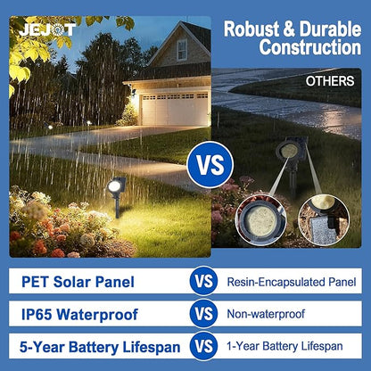 Solar Lights Outdoor Waterproof IP65,3000K Super Bright LED,2 Lighting Modes, Solar Powered Yard Garden Solar Spot Lights for Flag Landscape Auto On/Off-1 Pack