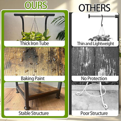 Plant Stand Indoor with Grow Light, 2 Pack Hanging Plant Stand Plant Shelf Indoor, 65'' Tall Plant Stands Plant Holders for Indoor Plants, Living Room, Bedroom, Balcony