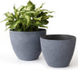 LA JOLIE MUSE Flower Pots Outdoor Garden Planters, Indoor Plant Pots with Drainage Holes, Weathered Grey (8.6 + 7.5 Inch)