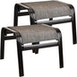 Outdoor Patio Ottoman Seat Textilene Portable Metal Footstool Portable Footrest Patio Chairs 2 Set New Brown