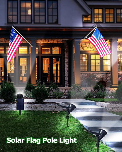 Solar Spot Lights Outdoor Waterproof, 18 LED 2 Mode Brightness Solar Spotlights Dusk to Dawn Landscape Lighting Flag Pole Lights for Garden Yard Tree Pool Sign Pathway, 4pack(Cool White)