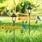 Lewondr Solar Garden Lights Hummingbird, 36.6 Inch Solar Lamp Post Light with Welcome Sign & Hummingbird, Outdoor Waterproof Solar Stake Lights for Yard Porch Patio Pathway Gardening Gifts, 2 Pack
