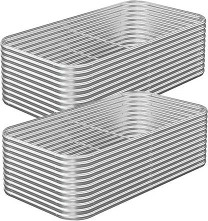 2 Pack Tall 8x3FT Corrugated Galvanized Steel Raised Garden Bed Outdoor, Metal Above Ground Garden Bed for Vegetables and Flowers, Raised Beds for Gardening