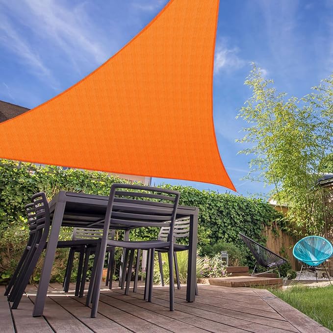 E&K Sunrise 2' x 2' x 2' Sun Shade Sail Triangle Canopy Shade Cover UV Block for Patio Backyard Garden Outdoor (Orange)
