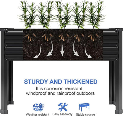 2PCS Galvanized Raised Garden Bed with Legs,2PCS 48×18×30in Elevated Planter Box for Backyard,Garden, Patio, Balcony, 300lb Capacity,Planters for Outdoor Plants,Black