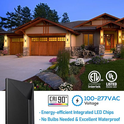 LEONLITE 5CCT Dimmable LED Up Down Wall Light, 100-277V, CRI 90+, IP65 Waterproof, 10%-100% Dimmable for Commercial Outdoor, 14 Inch Modern Porch Light, 2200K/2700K/3000K/4000K/5000K, Pack of 2