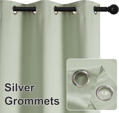 RYB HOME Outdoor Curtains for Patio Waterproof Block Sunlight Thermal Insulated Privacy Assured Thick Outside Curtains for Deck, Balcony, Pool, W52 x L63, Sage Green, 1 Panel