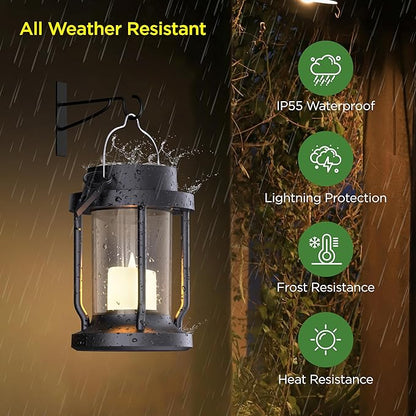 Solar Lantern Outdoor & Indoor Use – Hanging Solar Lights with Realistic Flickering Flameless Candle, Weatherproof for Gardens, Patios, Trees, and Lawns (Green, 1 Pack)