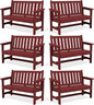 SERWALL Outdoor Bench, HDPE Outdoor Benches Weatherproof, 2-Person Garden Bench with 660 lbs Weight Capacity, Patio Benches for Outdoors, Garden, Porch, Backyard and Park, Red, 6 Pack