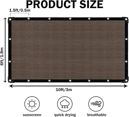 Mocha Sun Shade Cloth,Pergola Shade Cover with Reinforced Grommets,90% Shade Fabric Fence Privacy Screen Balcony,Pergola Shade Cover Canopy Garden Carport Porch Deck Patio Shade Cover,6x10FT