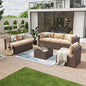 Aoxun 7 Piece Patio Furniture Set Wicker Rattan Patio Conversation Set Outdoor Sectional Sofa Set with Coffee Table and Thickened Cushions, Beige (Waterproof Cover Included)