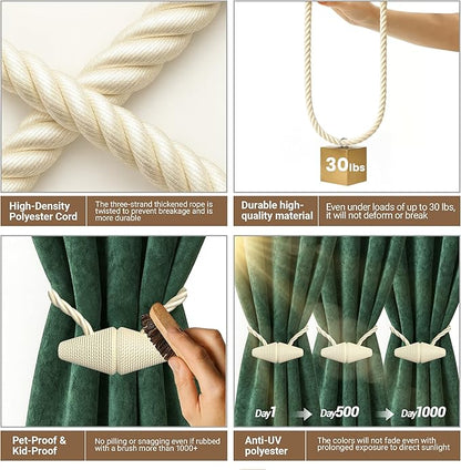 Hion Magnetic Curtain Tiebacks Beige 2pcs, Curtain Tiebacks Buckles Holdbacks Holders Hooks Clip for Home Bedroom Office Decorative Curtain