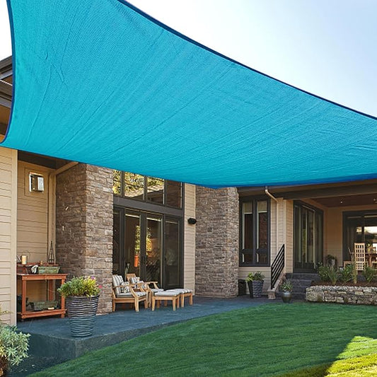 LOVE STORY 10' x 20' Sun Shade Sails Patio Covers Sun Shades Outdoor Garden Backyard Deck Shade Fabric, Turquoise Blue