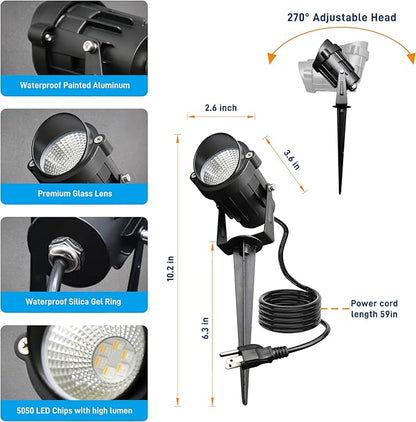 Halloween Christmas Outdoor Spotlights,12W RGBW Colors Changing Landscape Spotlight with Remote Control, IP65 Waterproof 110V LED Spotlight Indoor with US Plug for Yard Garden House (2Pack)