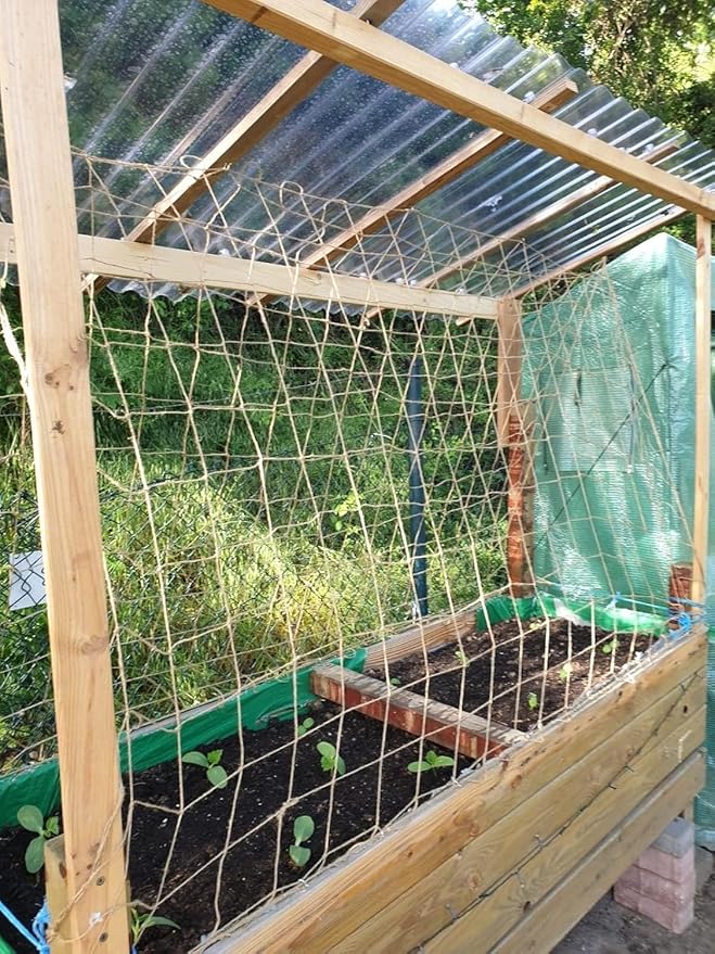 Jute Trellis Netting - Jute Netting for Garden, Heavy Duty Plant Support Netting for Climbing Plants, Cucumber, Vine, Fruits & Vegetables, Climbing Vining Plants (3.3 Ft X 6.6 Ft, 3.9 Inch Squares)