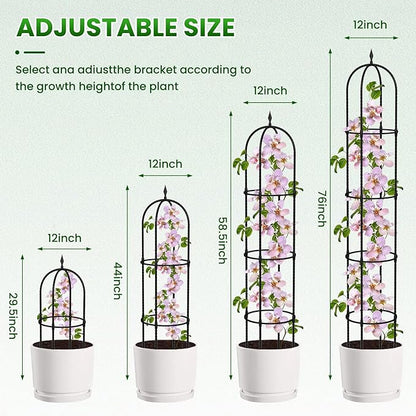 Garden Obelisk Trellis for Climbing Plants - 6.7FT Tall Weather-Resistant Rustproof Metal Plant Flower Support for Roses, Clematis, Tomatoes & Vines, Indoor/Outdoor Use, 11.8”D (2 Pack)