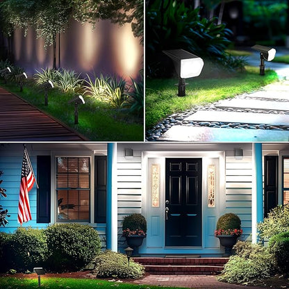 Consciot Solar Spot Lights Outdoor Waterproof, 24 LED Dusk-to-Dawn Solar Outdoor Lights, 2 in 1 Adjustable Wall Lights, Daylight Solar Landscape Spotlights for Garden Yard Wall Walkway, 4 Pack