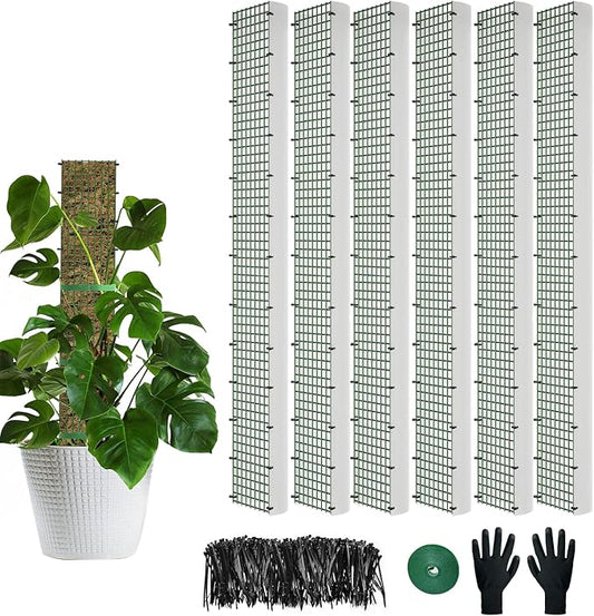 60"/40"/24" Metal Moss Pole, D Shape Sphagnum Moss Pole, Moss Poles for Climbing Plants, Monstera, Indoor Climbing Plants (6Pcs 40")
