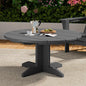 SERWALL 36'' Round Outdoor Coffee Table - HDPE Weatherproof Patio Table for Balcony, Garden, Backyard (Gray)