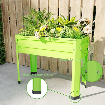 Elevated Metal Planter Box Stand Heavy Duty Raised Garden Bed for Vegetables Flowers Herbs Indoor Outdoor Use, Green