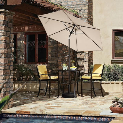 JEAREY 7.5FT Patio Umbrella Outdoor Table Umbrella with 6 Sturdy Ribs, Push Button Tilt & Easy Crank Table Umbrella for Garden, Deck, Backyard & Pool, Cream Beige