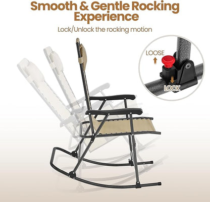 Yaheetech 26in Rocking Chair Outdoor Zero Gravity Folding Chairs Rocking Chairs - Image 4