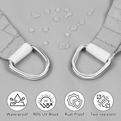 Artpuch Waterproof Sun Shade Sail, 14'x14' Light Grey Rectangular, UV Resistant Rain Canopy, Curved Edges Shade Cloth for Outdoor Patio, Deck, Yard (Custom