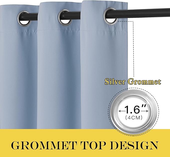 NICETOWN Sliding Door Curtain 108 Inches Long - Blackout Thermal Insulated Grommet Room Divider Privacy Drape for Patio Glass Door, 1 Panel, Vintage Blue, 100 Inch Extra Wide