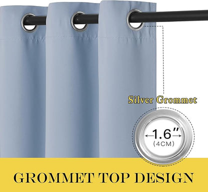 NICETOWN Room Darkening Short Curtain 54 inches Long for Living Room, Grommet Sound Reducing Thermal Insulated Curtains for Bedroom Nursery Window, 46W x 54L, 1 Piece, Vintage Blue