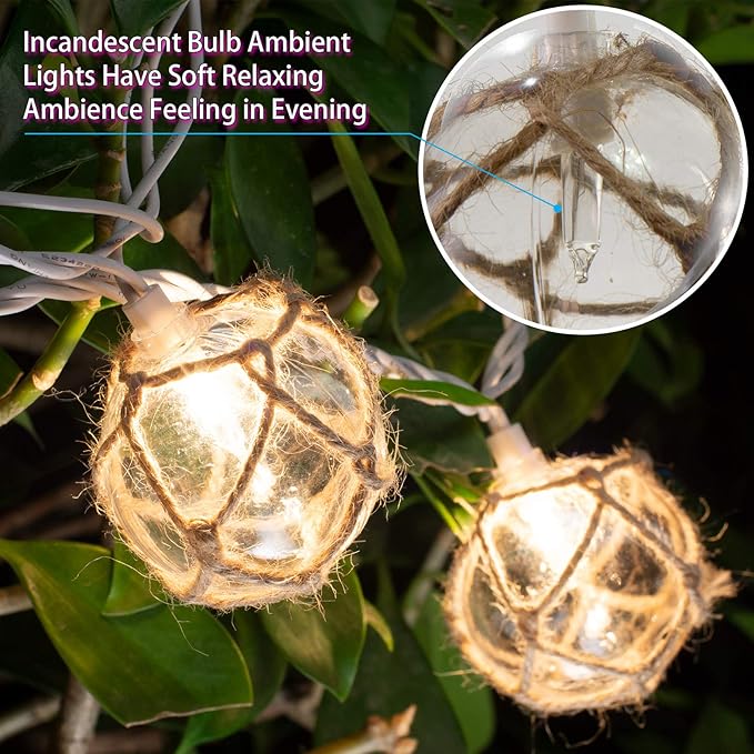 String Lights with 10 Clear Nautical Fish Float Balls, 9.83 ft Warm White