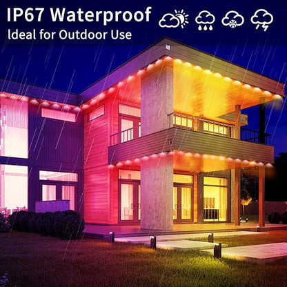 60ft Permanent Outdoor Light, RGB Outdoor eave Lights with APP & Remote Control,Music synchronisation IP67 Waterproof LED eave Light,Suitable for Party, Daily,Halloween,Christmas,Rooftop,Garden,Patio