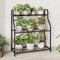 Plant Stand Outdoor 3 Tier Plant Stand Metal Plant Stands Waterproof Plant Holder Rack for Indoor Use Robust Flower Stand Plant Shelf for Living Room Balcony Garden Black