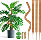 4 Pack 28 Inch Moss Pole Monstera Plant Support, Coir Moss Poles for Climbing Indoor Plants, Bendable Plant Stake Trellis for Potted Plant, Pothos, Philodendron