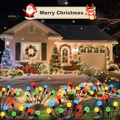ALSO GO Solar Garden Lights, Solar Firefly Lights Outdoor 8 Pack 64 LEDs, Color Changing Swaying Light for Yard Patio Pathway Holiday Decoration, Iron Wire & Heavy Bulb Base, Gardening Gifts