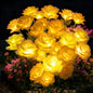 Solar Rose Lights Outdoor,2 Pack Waterproof Color Changing LED Flower Lights, with 12 LED Flowers, Solar Powered Garden Stakes for Yard, Patio, Artificial Floral Decorative Lighting, Yellow