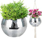 Disco Ball Planter, 1pcs 10” Silver Disco Ball Planter, Disco Ball Plant Hanger with Hanging Rope, Hanging Chain, Hook, Circle and Extra Mirror Pieces