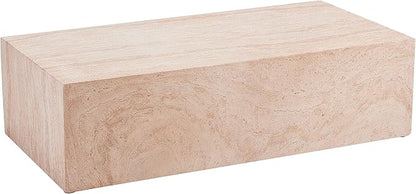Christopher Knight Home Jorine 43.5" Outdoor Rectangular Coffee Table, Lightweight Concrete Coffee Table, Natural Texture Side Footstool, Spacious Tabletop Display, No Assembly Required, Natural
