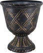 Arcadia Garden Products PL61GD Lattice Plastic Garden Urn, Classic Decorative Garden Pot Planter for Indoor and Outdoor Plants, Gold
