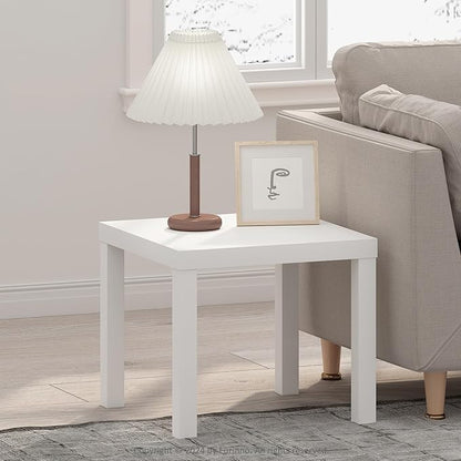Furinno Classic Coffee Table, Square Modern Coffee Table with Triple Thick Tabletop, Simple Side Table with 4 Legs, for Living Room, Bedroom, Home Office, White